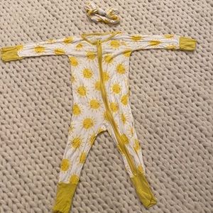 Little sleepies one piece zip up pajamas sunshine print